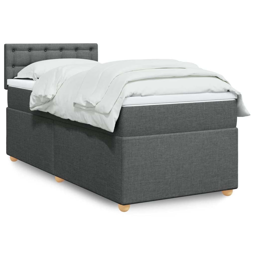 Sommier à lattes de lit avec matelas Gris foncé 100x200cm Tissu - XIOS