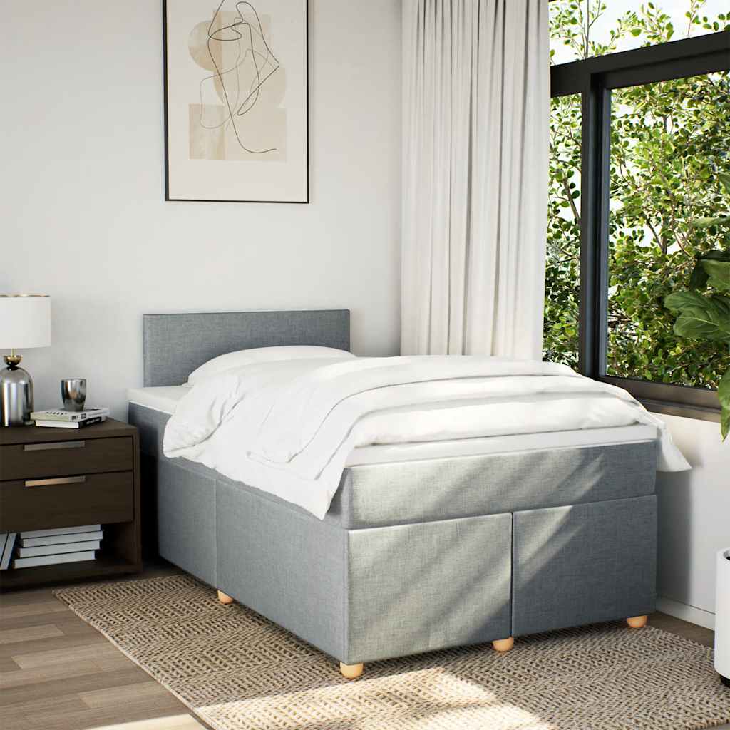 Sommier à lattes de lit et matelas gris clair 120x190 cm tissu - XIOS