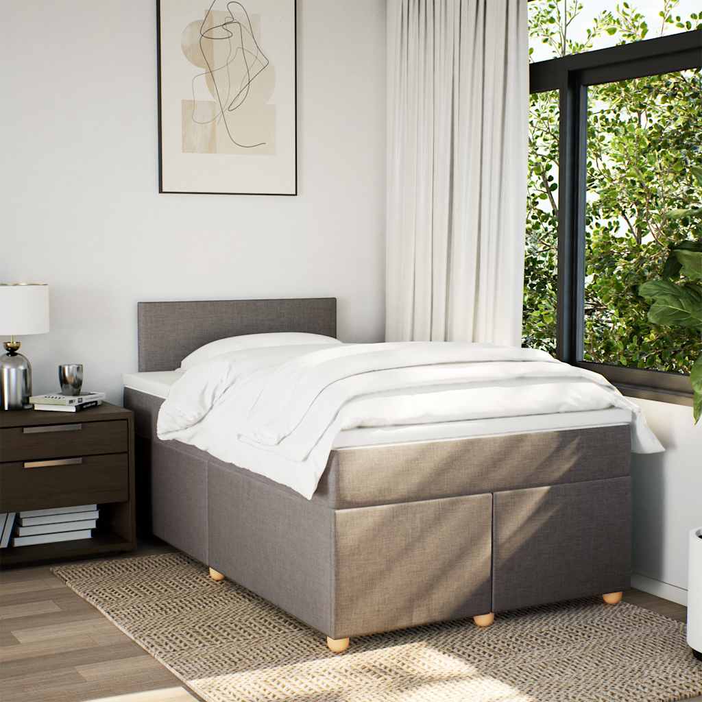 Sommier à lattes de lit avec matelas taupe 120x190 cm tissu - XIOS
