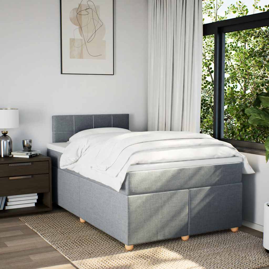 Sommier à lattes de lit et matelas gris clair 120x190 cm tissu - XIOS