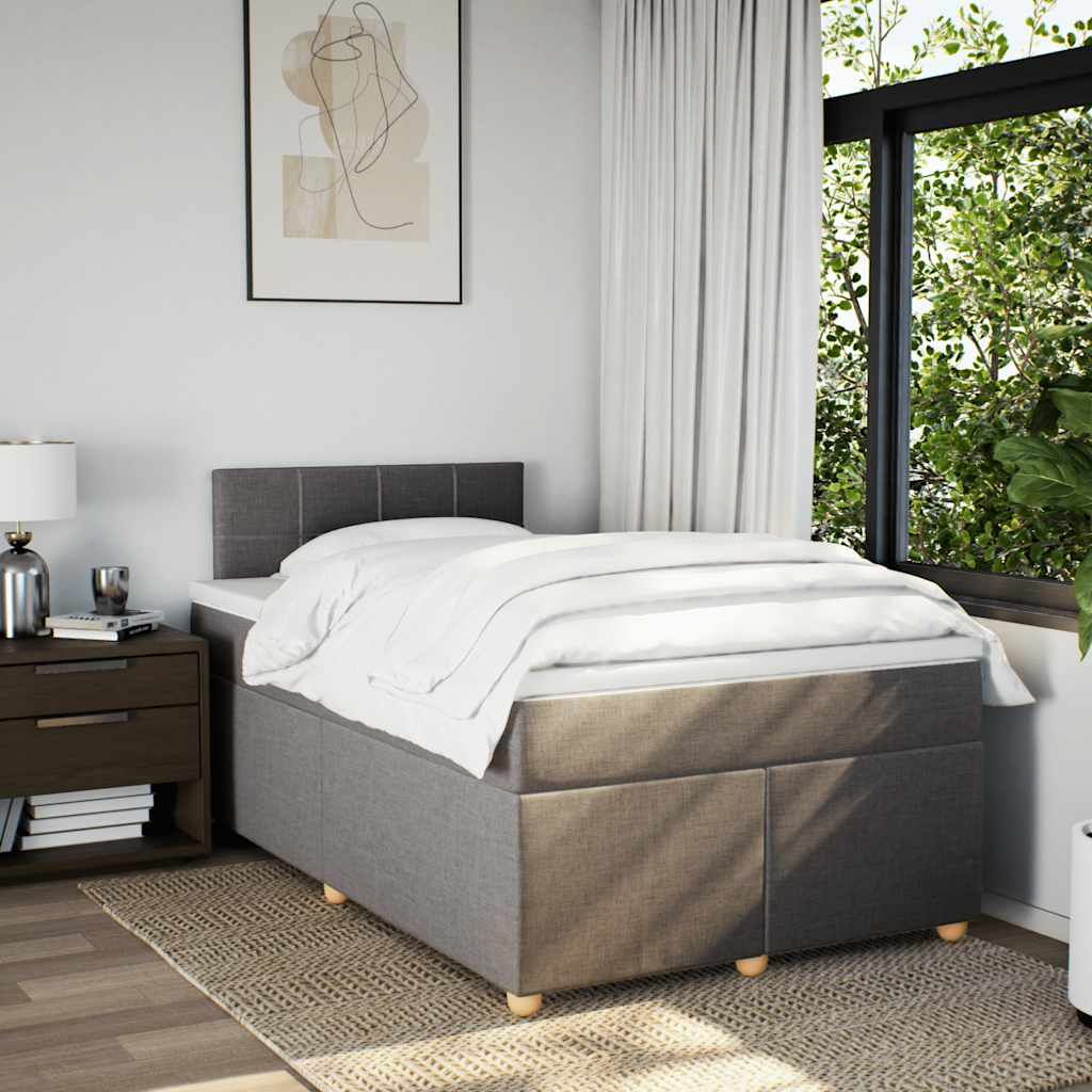 Sommier à lattes de lit avec matelas taupe 120x190 cm tissu - XIOS