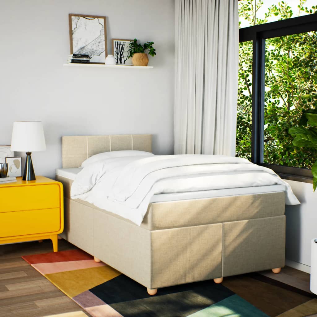 Sommier à lattes de lit avec matelas crème 120x190 cm tissu - XIOS