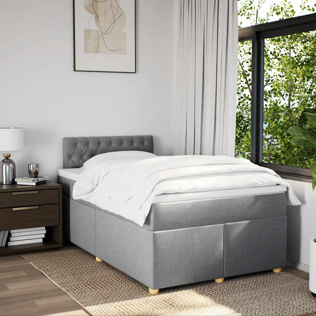 Sommier à lattes de lit et matelas gris clair 120x190 cm tissu - XIOS