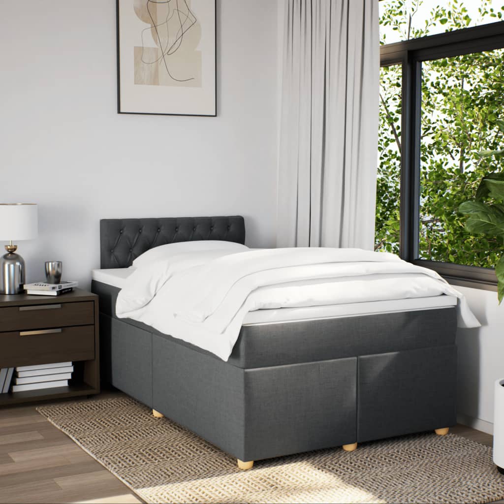 Sommier à lattes de lit avec matelas gris foncé 120x190cm tissu - XIOS