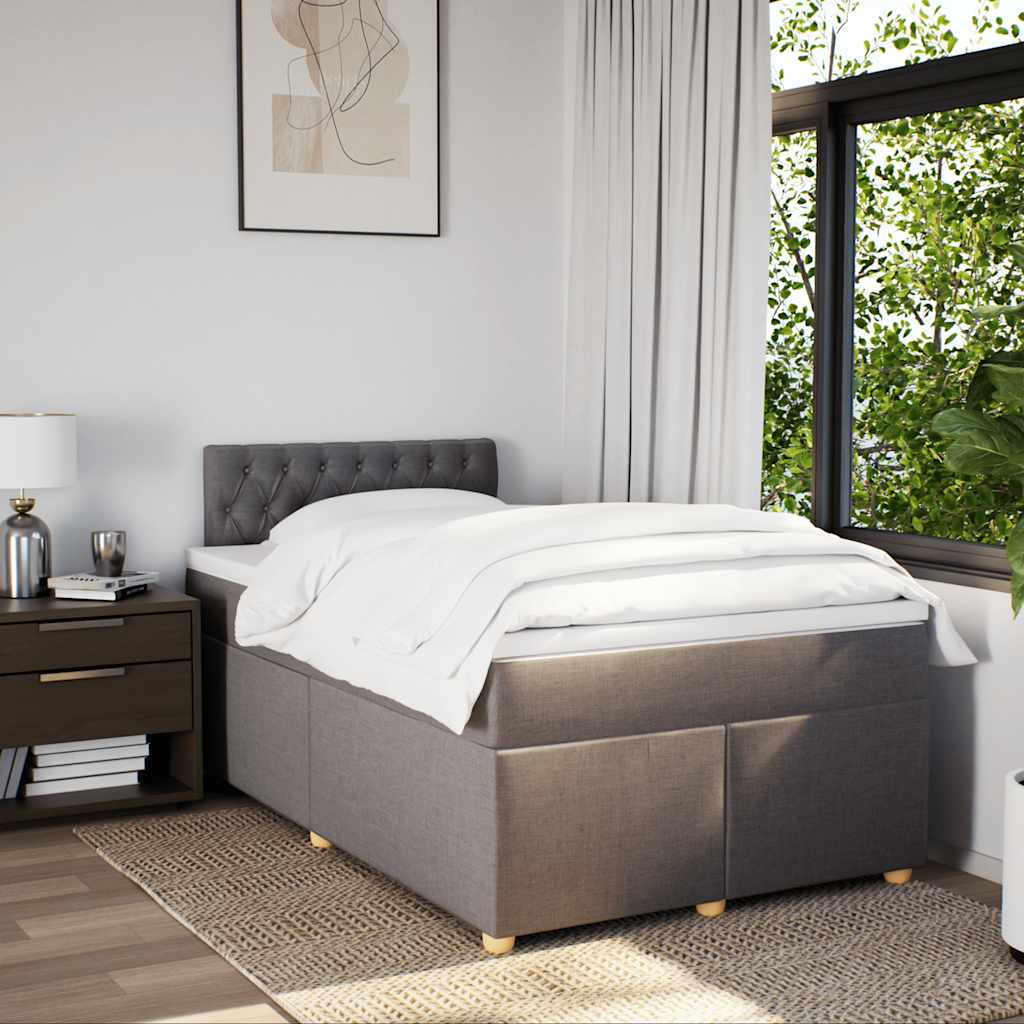 Sommier à lattes de lit avec matelas taupe 120x190 cm tissu - XIOS