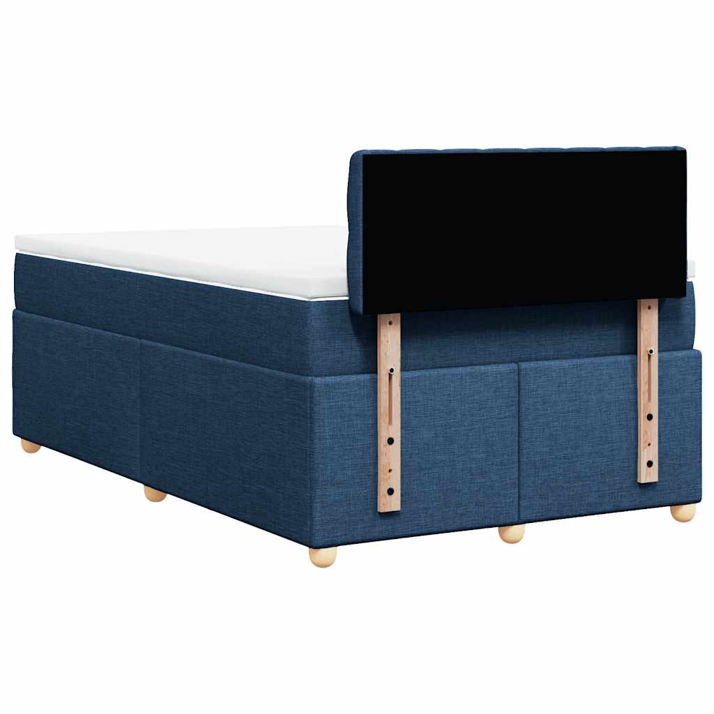 Sommier à lattes de lit avec matelas bleu 120x190 cm tissu - XIOS