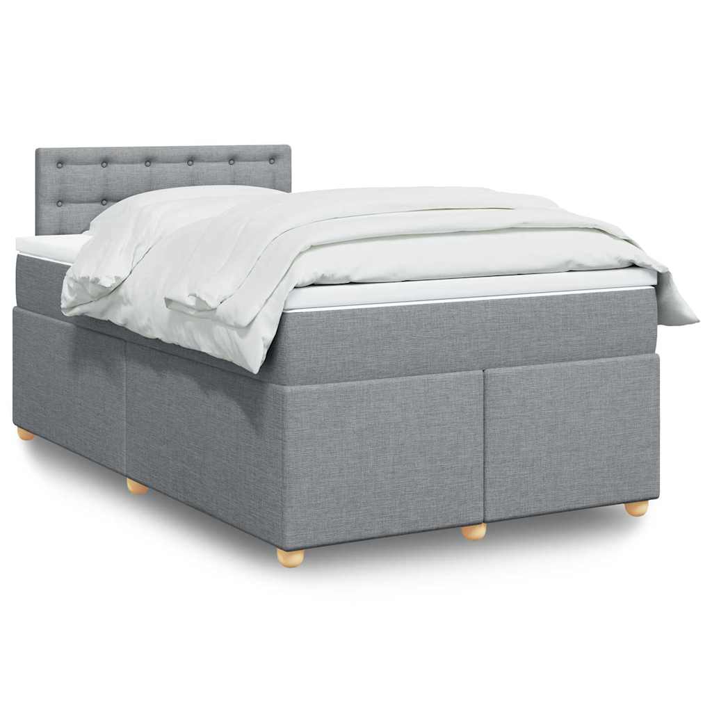 Sommier à lattes de lit et matelas gris clair 120x190 cm tissu - XIOS