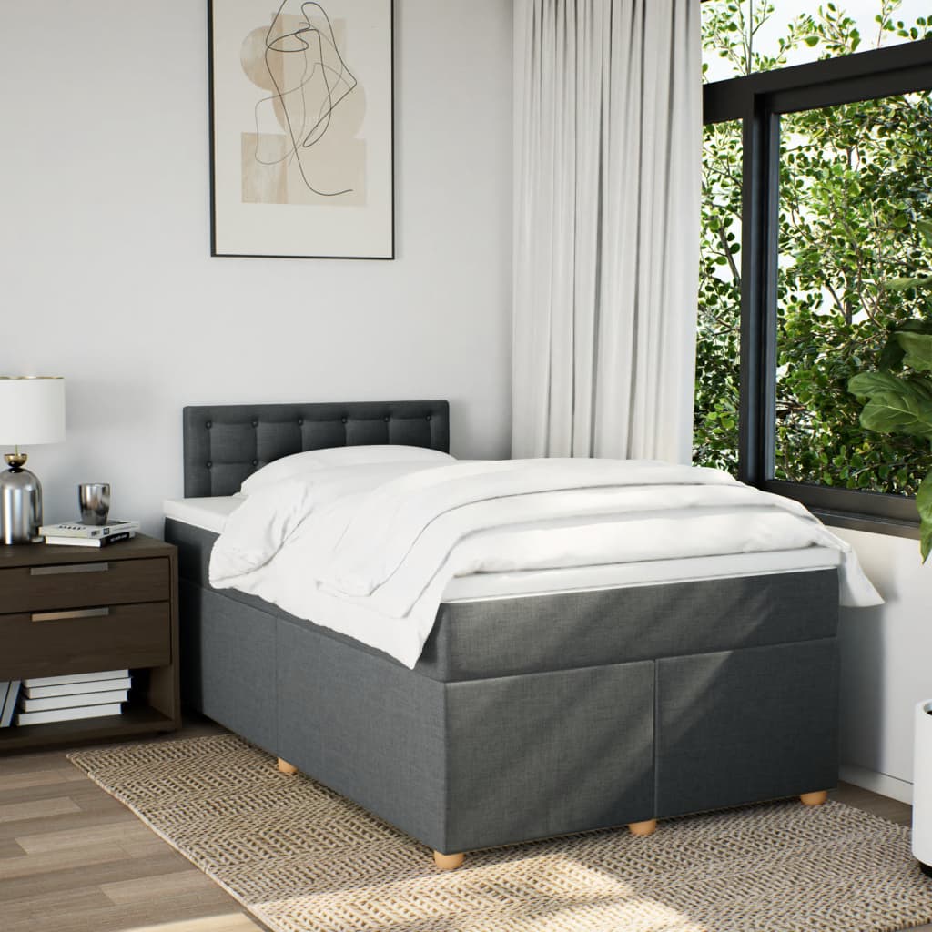 Sommier à lattes de lit avec matelas gris foncé 120x190cm tissu - XIOS