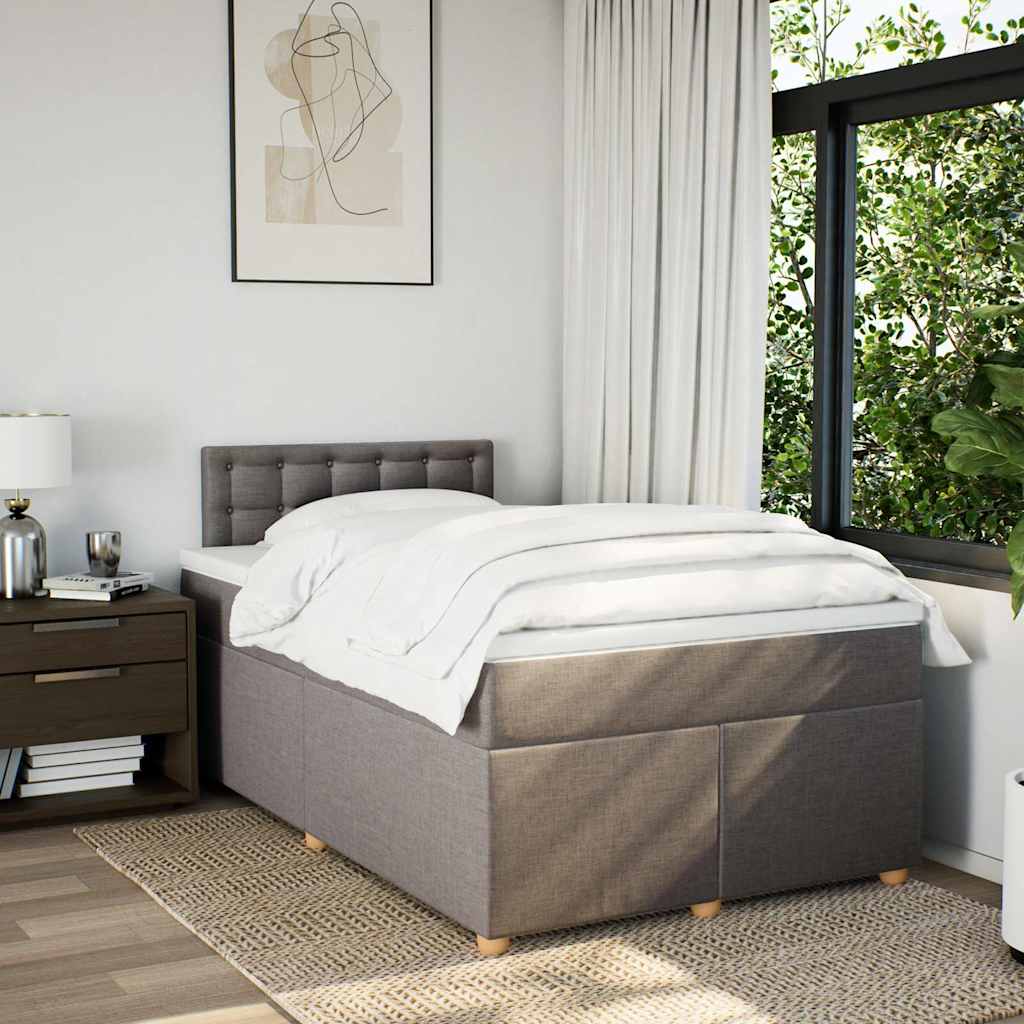 Sommier à lattes de lit avec matelas taupe 120x190 cm tissu - XIOS