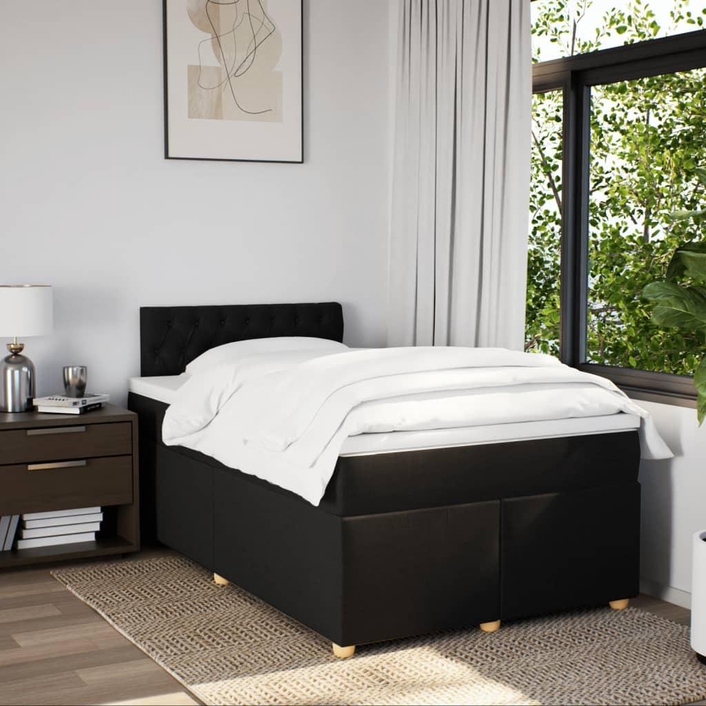 Sommier à lattes de lit avec matelas Noir 120x200 cm Tissu - XIOS