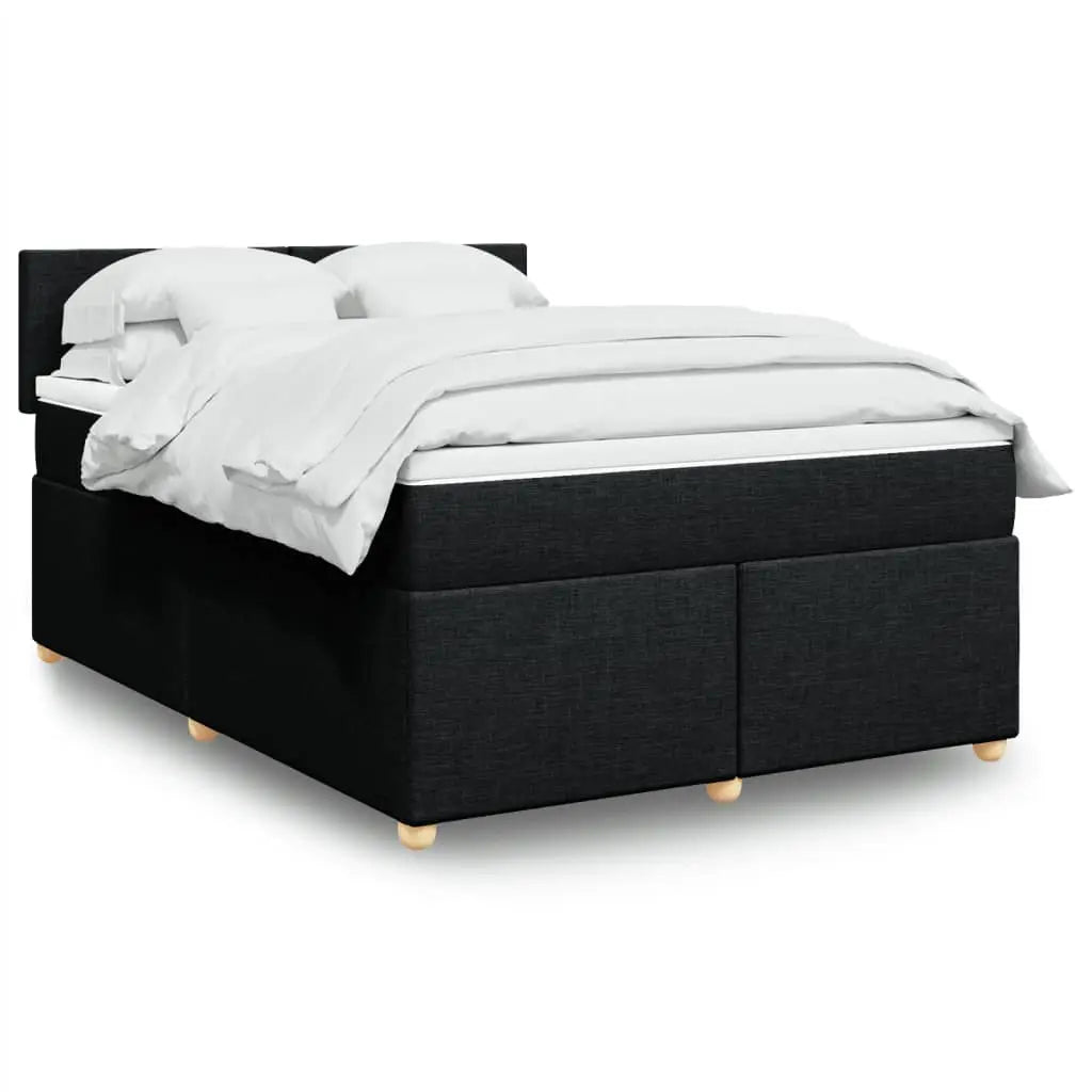 Sommier à lattes de lit avec matelas Noir 140x190 cm Tissu - XIOS