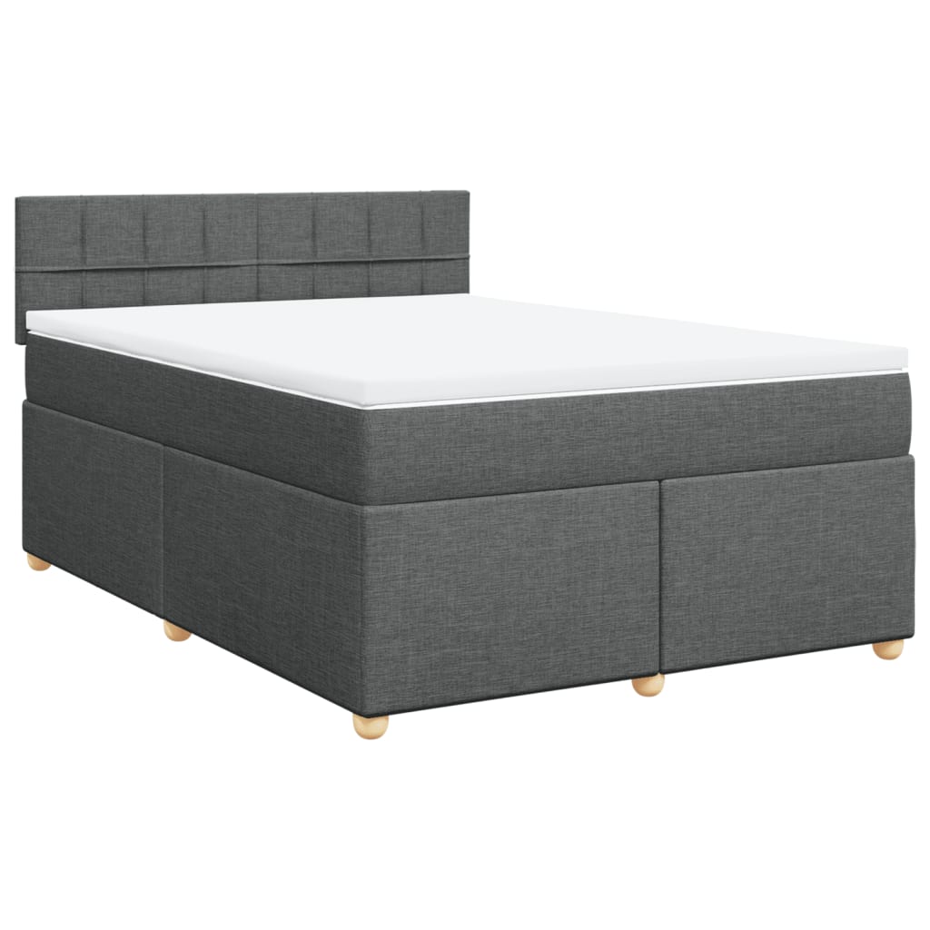 Sommier à lattes de lit avec matelas Gris foncé 140x190cm Tissu - XIOS