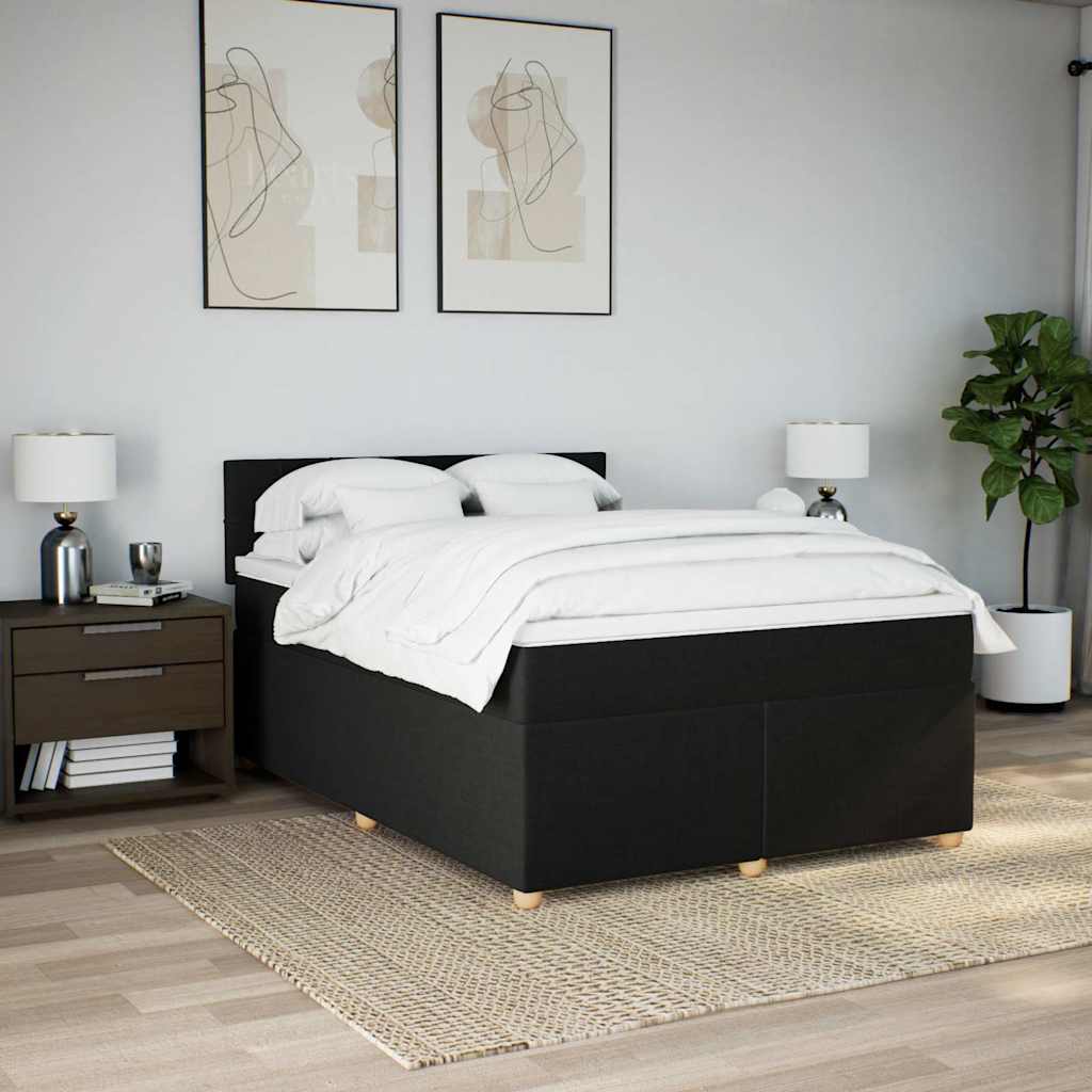 Sommier à lattes de lit avec matelas Noir 140x190 cm Tissu - XIOS