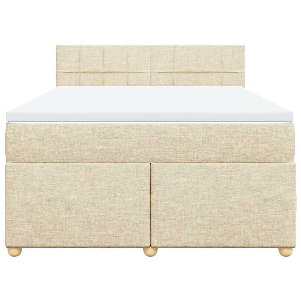 Sommier à lattes de lit avec matelas Crème 140x190 cm Tissu - XIOS