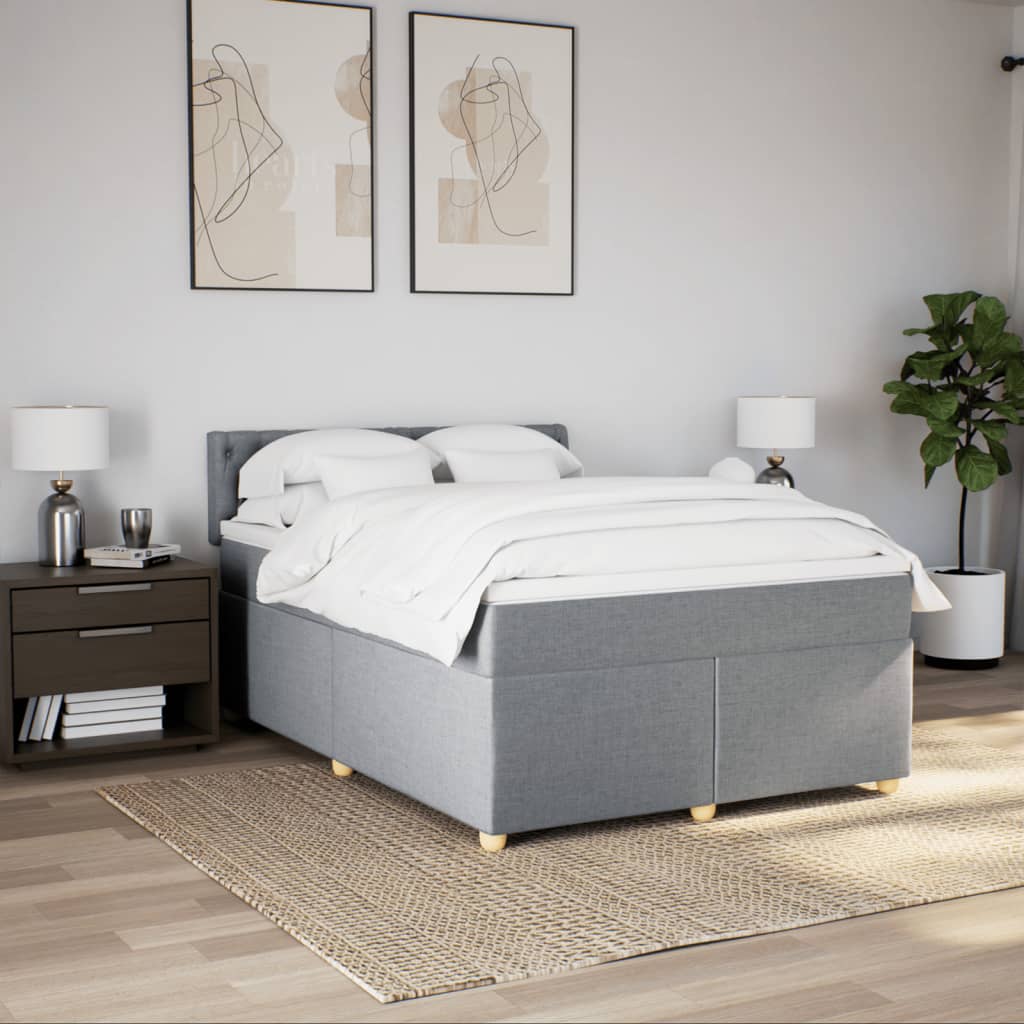 Sommier à lattes de lit avec matelas Gris clair 140x190cm Tissu - XIOS