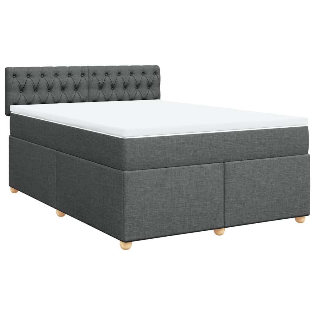 Sommier à lattes de lit avec matelas Gris foncé 140x190cm Tissu - XIOS