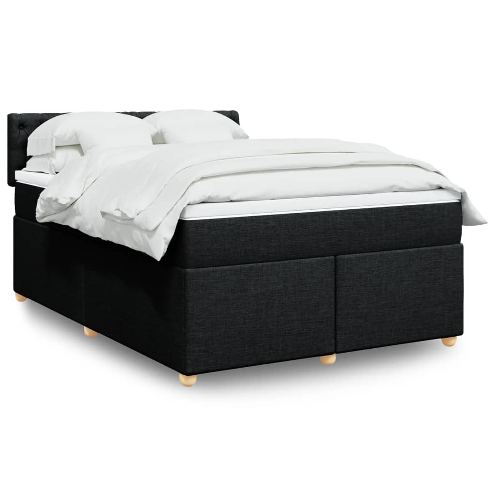 Sommier à lattes de lit avec matelas Noir 140x190 cm Tissu - XIOS