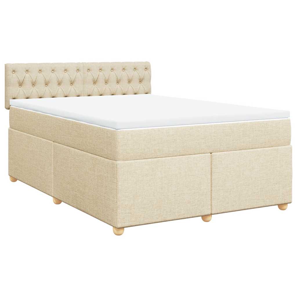 Sommier à lattes de lit avec matelas Crème 140x190 cm Tissu - XIOS