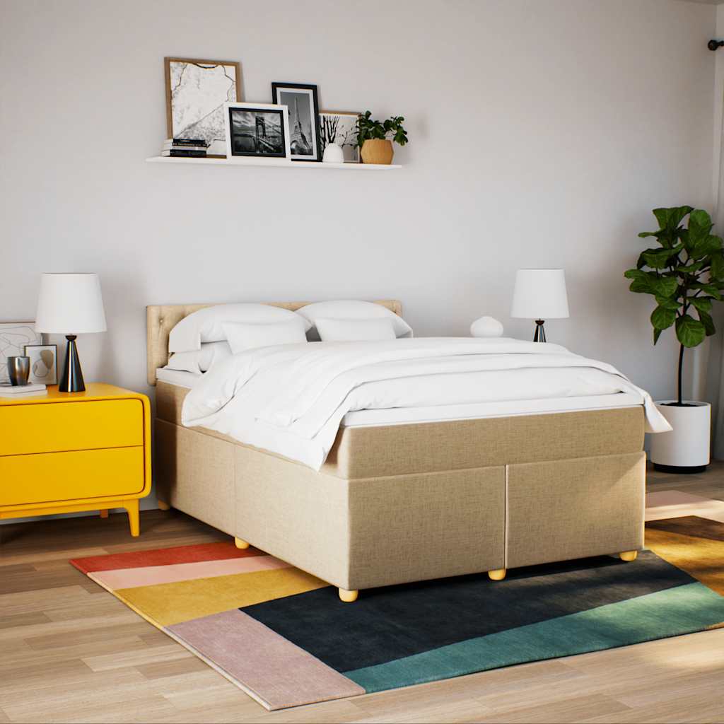 Sommier à lattes de lit avec matelas Crème 140x190 cm Tissu - XIOS