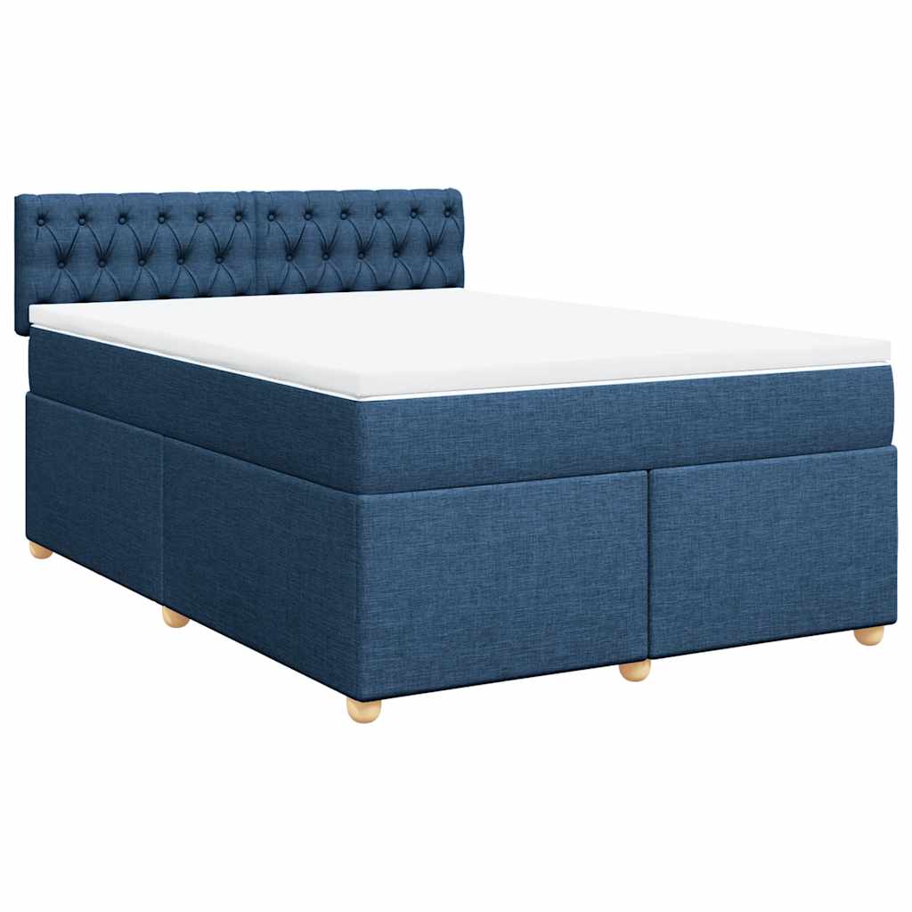 Sommier à lattes de lit avec matelas Bleu 140x190 cm Tissu
