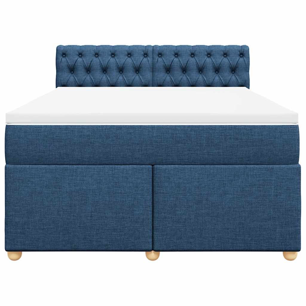 Sommier à lattes de lit avec matelas Bleu 140x190 cm Tissu