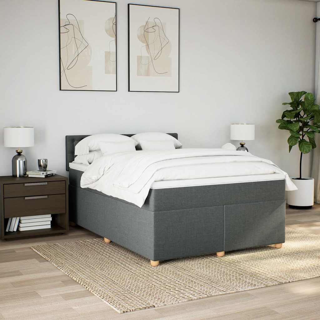 Sommier à lattes de lit avec matelas Gris foncé 140x190cm Tissu - XIOS