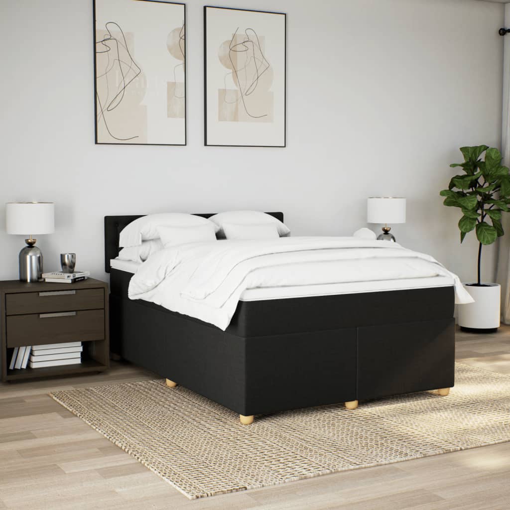 Sommier à lattes de lit avec matelas Noir 140x190 cm Tissu - XIOS