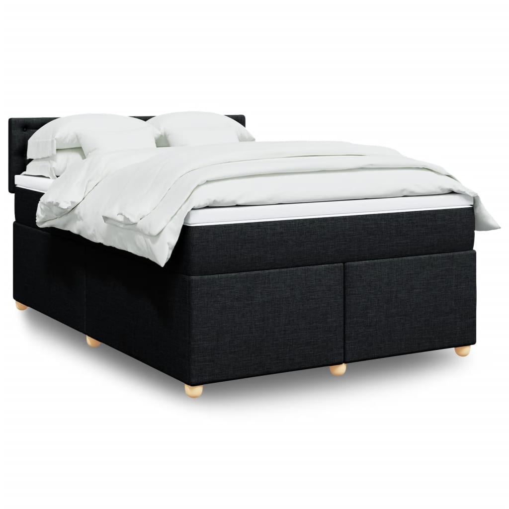 Sommier à lattes de lit avec matelas Noir 140x190 cm Tissu - XIOS