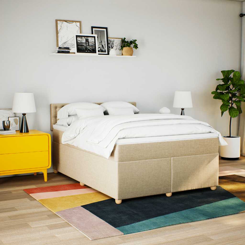 Sommier à lattes de lit avec matelas Crème 140x190 cm Tissu - XIOS