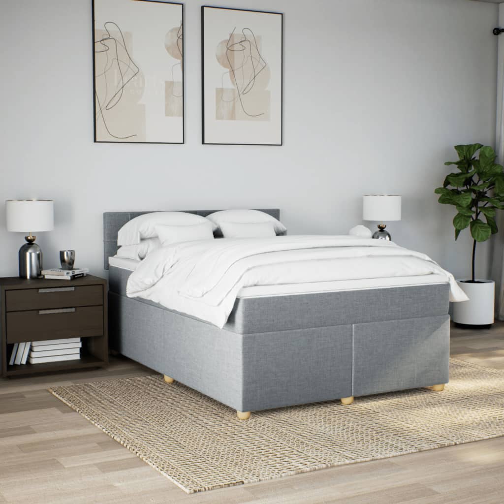 Sommier à lattes de lit avec matelas Gris clair 140x200cm Tissu - XIOS