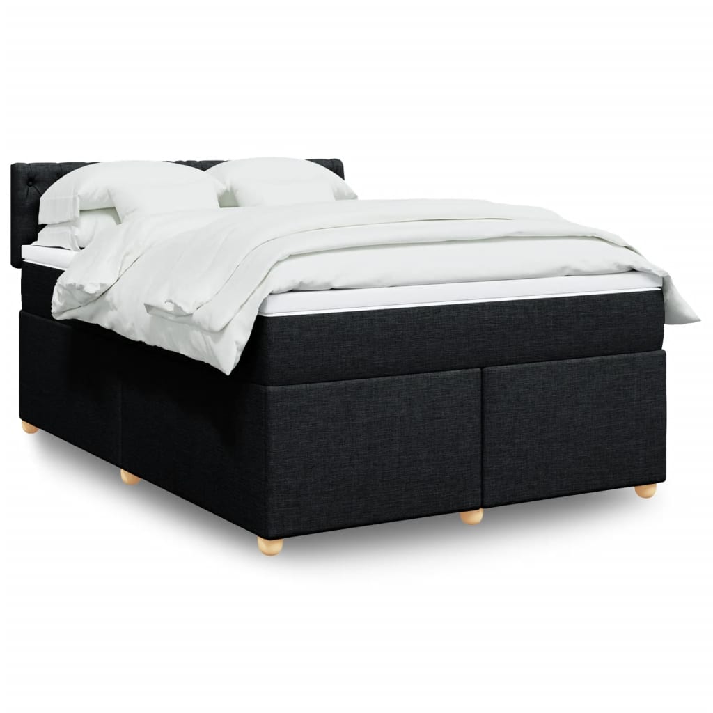 Sommier à lattes de lit avec matelas Noir 140x200 cm Tissu - XIOS