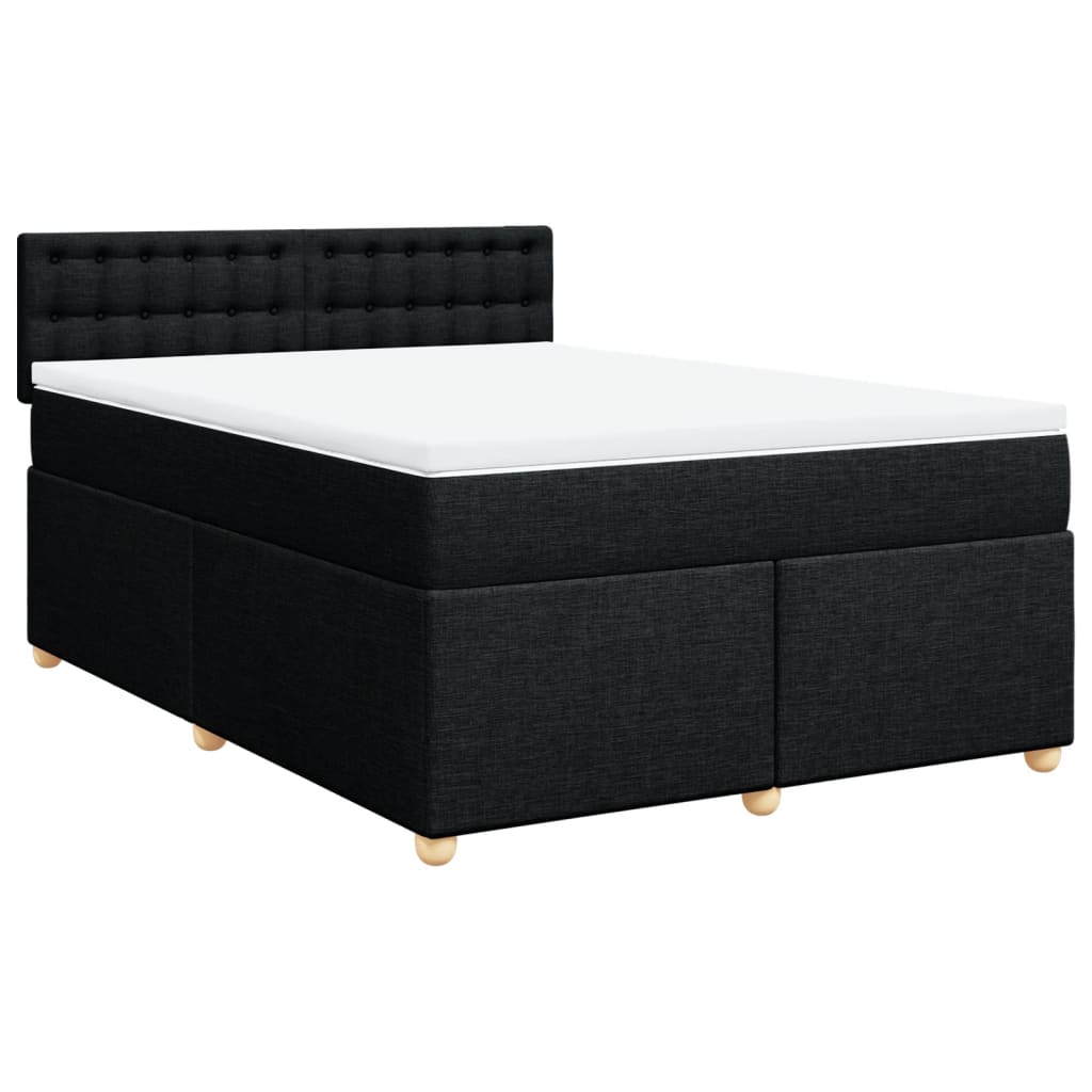 Sommier à lattes de lit avec matelas Noir 140x200 cm Tissu - XIOS
