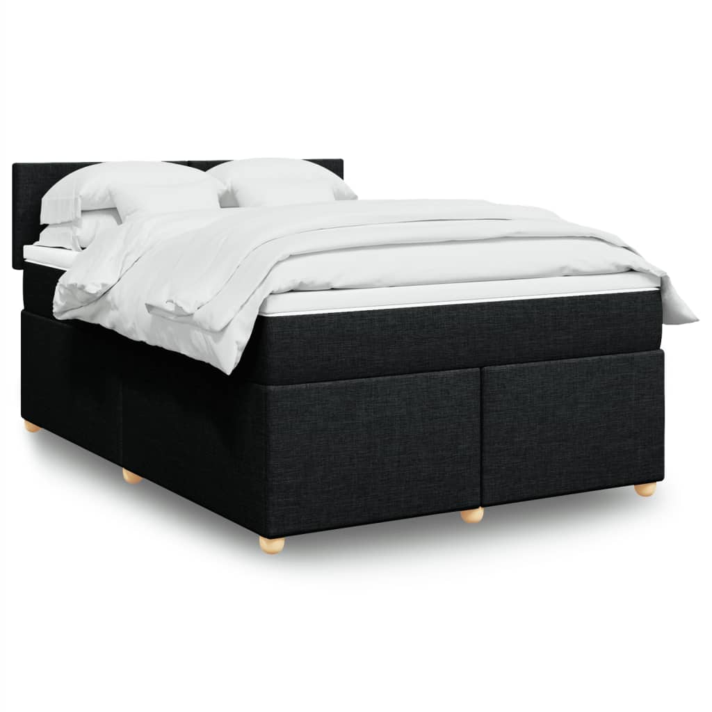 Sommier à lattes de lit avec matelas Noir 160x200 cm Tissu