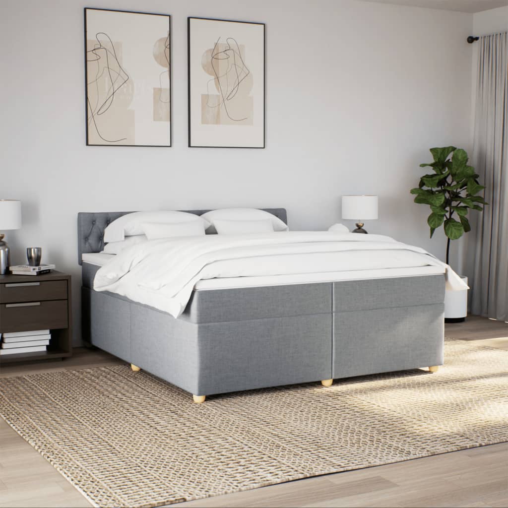 Sommier à lattes de lit avec matelas Gris clair 200x200cm Tissu - XIOS