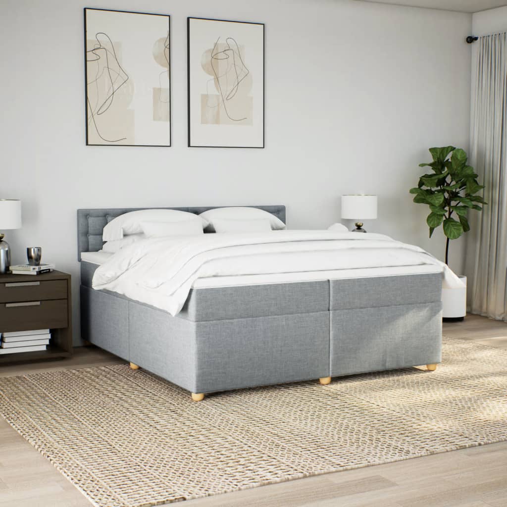 Sommier à lattes de lit avec matelas Gris clair 200x200cm Tissu - XIOS