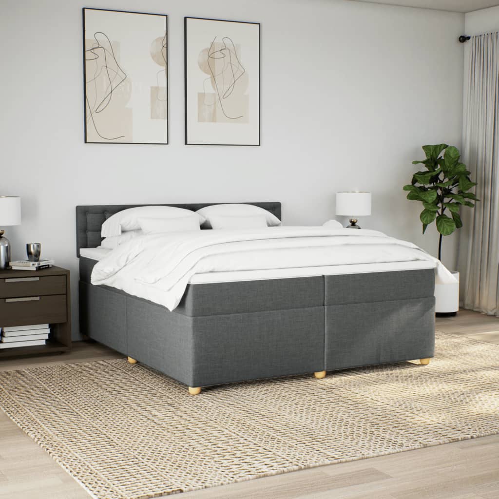 Sommier à lattes de lit avec matelas Gris foncé 200x200cm Tissu - XIOS