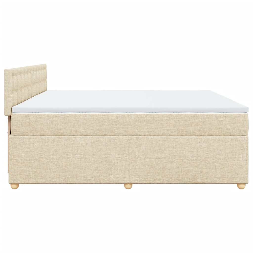 Sommier à lattes de lit avec matelas Crème 200x200 cm Tissu - XIOS