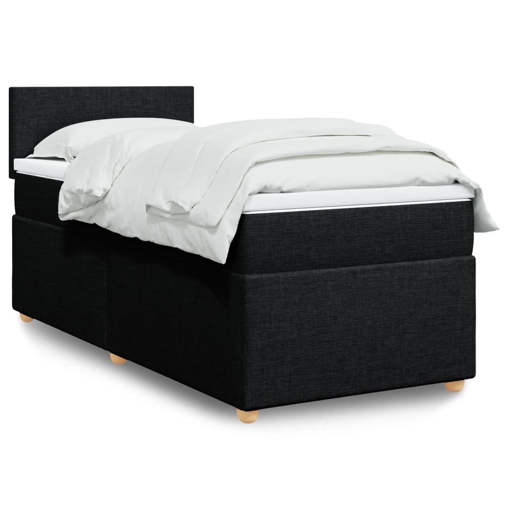 Sommier à lattes de lit avec matelas noir 90x190 cm simple tissu - XIOS