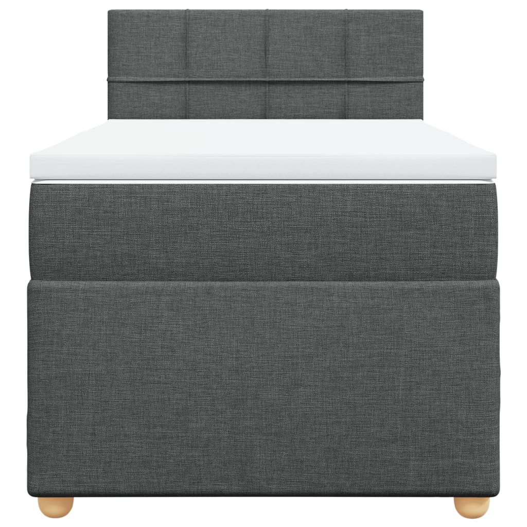 Sommier à lattes de lit avec matelas gris foncé 90x190 cm simple tissu - XIOS
