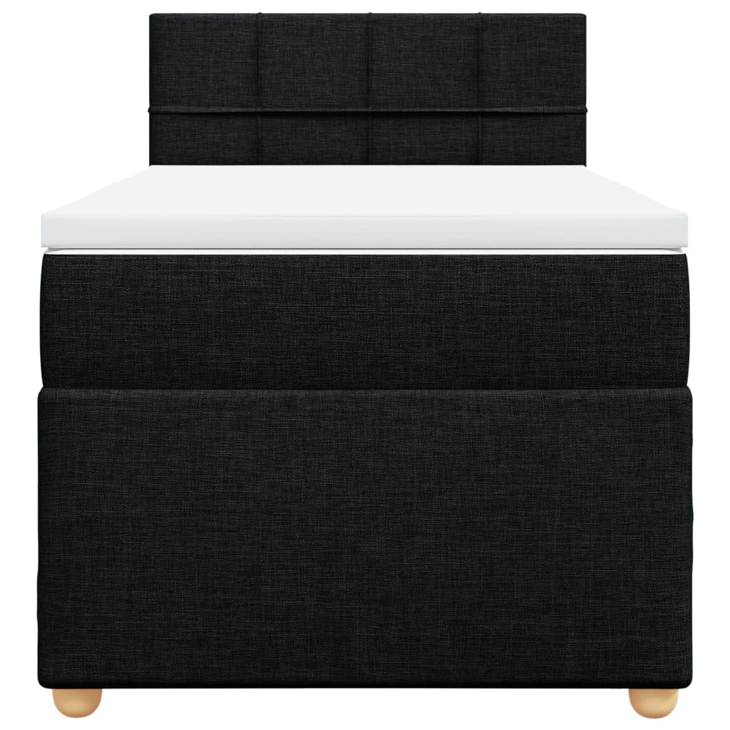 Sommier à lattes de lit avec matelas noir 90x190 cm simple tissu - XIOS