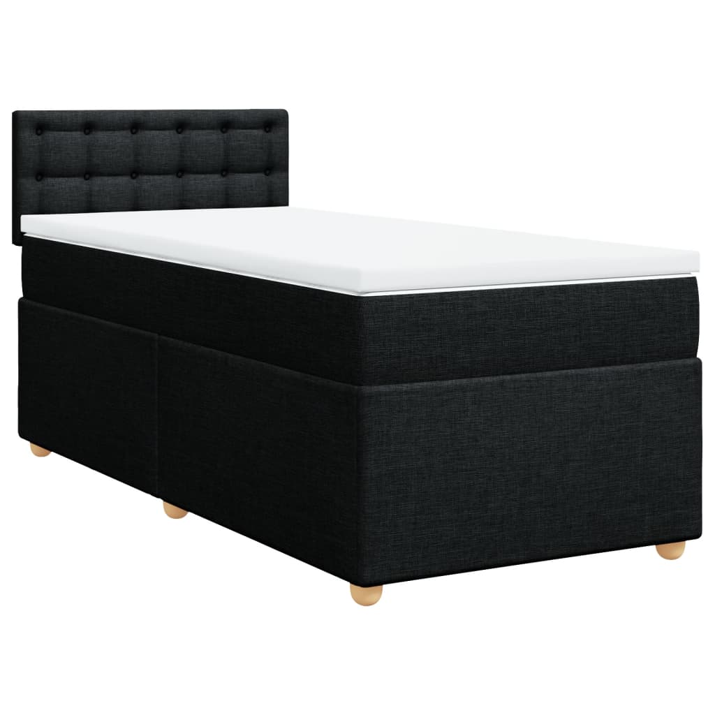 Sommier à lattes de lit avec matelas noir 90x190 cm simple tissu - XIOS