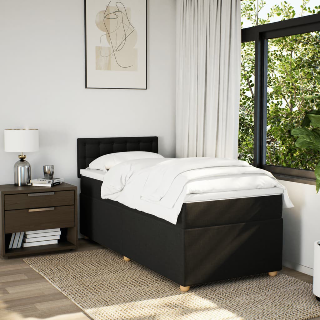 Sommier à lattes de lit avec matelas noir 90x190 cm simple tissu - XIOS
