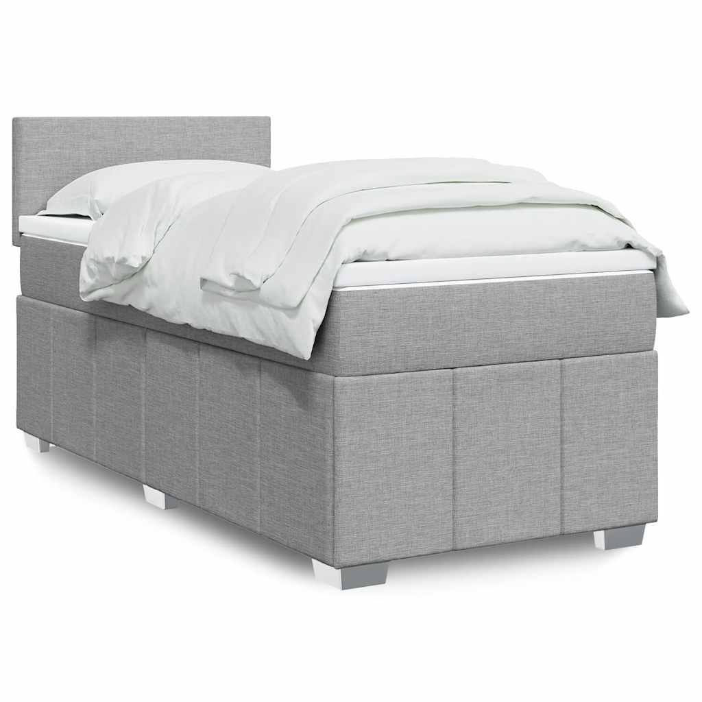 Sommier à lattes de lit avec matelas gris clair 80x200 cm tissu - XIOS