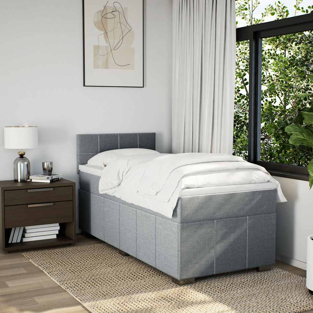 Sommier à lattes de lit avec matelas gris clair 80x200 cm tissu - XIOS