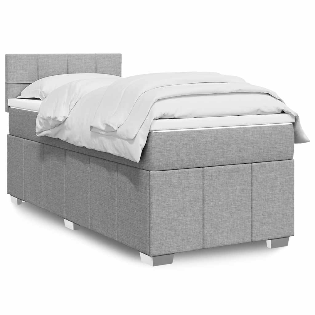 Sommier à lattes de lit avec matelas gris clair 80x200 cm tissu - XIOS
