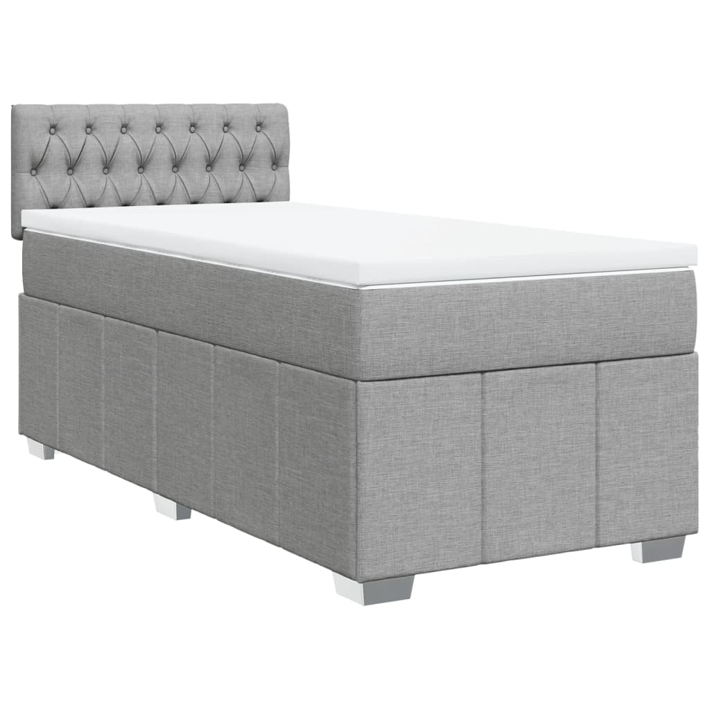 Sommier à lattes de lit avec matelas gris clair 80x200 cm tissu - XIOS