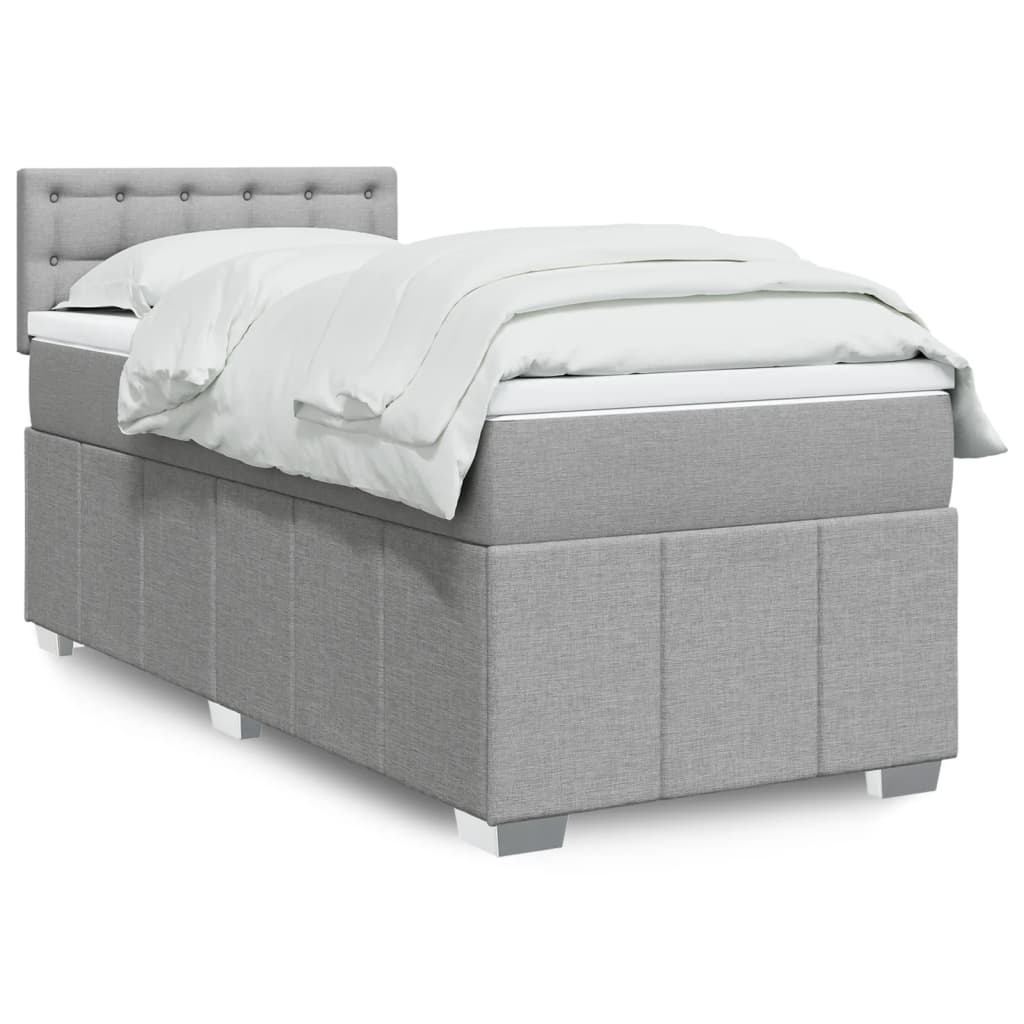 Sommier à lattes de lit avec matelas gris clair 80x200 cm tissu - XIOS
