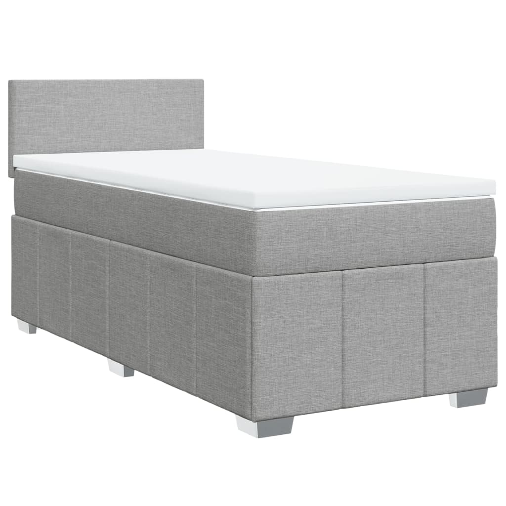 Sommier à lattes de lit et matelas Gris clair 90x190 cm Tissu - XIOS