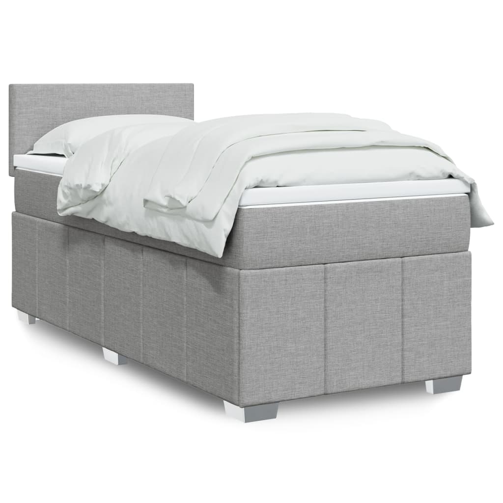 Sommier à lattes de lit et matelas Gris clair 90x190 cm Tissu - XIOS