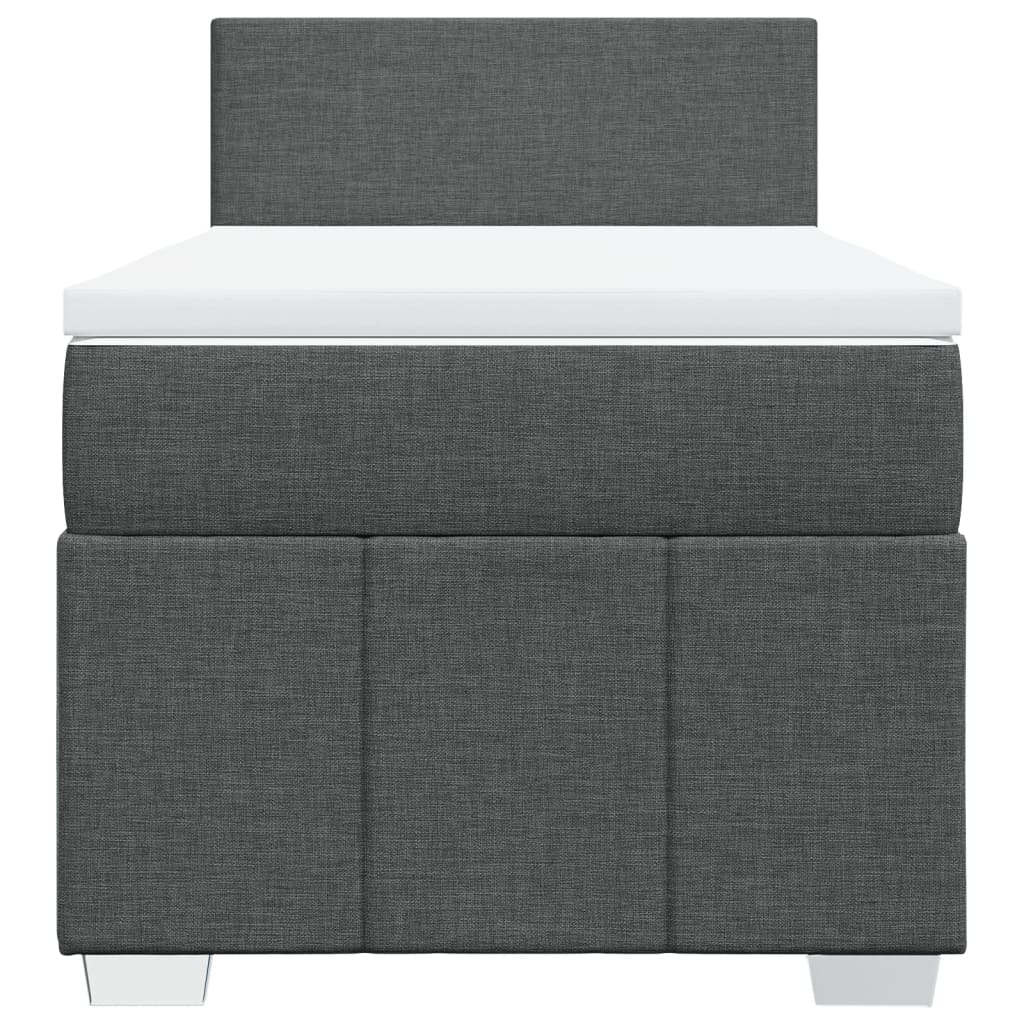 Sommier à lattes de lit et matelas Gris foncé 90x190 cm Tissu